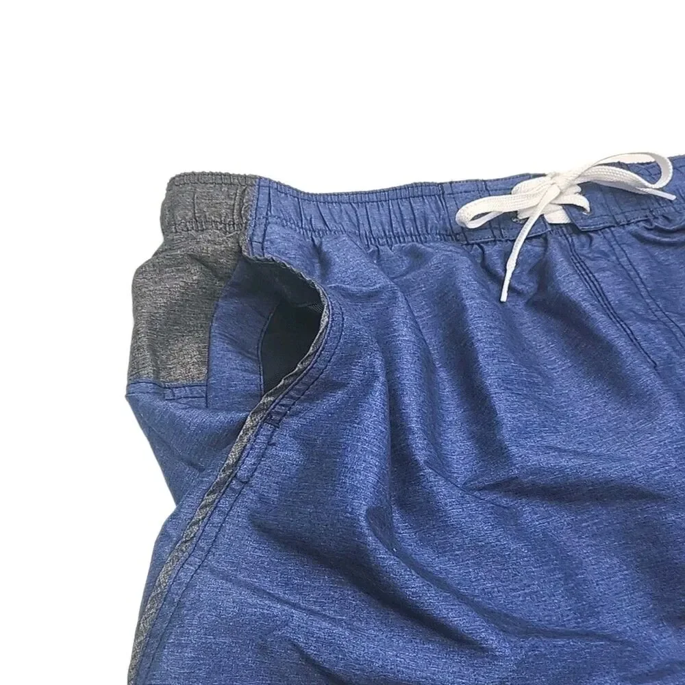 Speedo Swim Shorts Trunks Mesh Lined Men Sz XXL 2XL Blue Gray Cargo Pockets